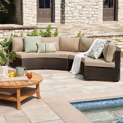 Pasadena II 2-pc. Modular Sofa Set in Bronze Wicker - Quick Dry, Natural - Frontgate