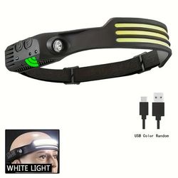 TEMU 1-5pcs Handheld Flashlight With Induction Headlight And Cob Lamp Head, Strips With Multiple Lighting , Rechargeable Flashlight