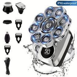 TEMU 9d Shaver - Electric Shaver For Men With 6-in-1 Design, Wet/dry Use, Rechargeable Cordless Grooming Kit For Beard, Body, And Facial Hair Trimming - Convenience With Long-lasting
