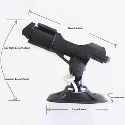 TEMU Adjustable Pvc Fishing Rod Holder For Inflatable Boats And Paddle Boards - Black Clamp-on Design, 15.5cm Base Diameter