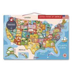 Janod Cardboard Puzzle, United States Map Puzzle, 48 Pieces, Ages 7 to 12 (JUYJ05487)