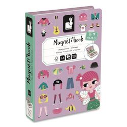 Janod Magneti'books, Girl's Costumes, 54 Pieces (8 Cards, 46 Magnetic Shapes), Ages 3 to 8 (JUYJ02718)
