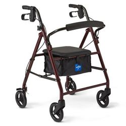 Medline Basic Rollator with 6" Wheels, Burgundy, Junior, 1 EA (MDS86850EJR)
