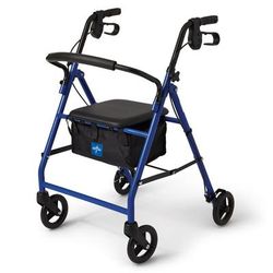 Medline Basic Steel Rollator with 6" Wheels, Blue, 1 EA (MDS86850EBS)