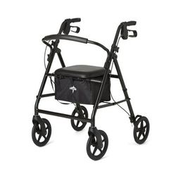Medline Basic Steel Rollator with 8" Wheels, Black, 1 EA (MDS86830EBLS8)