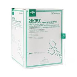 Medline DenTips Oral Swab, Treated, Adult, Individually Wrapped, 250/BX (MDS096502Z)