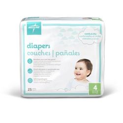 Medline Disposable Baby Diapers, Size 4, 22-37 lb., 200/CS (MBD2004)