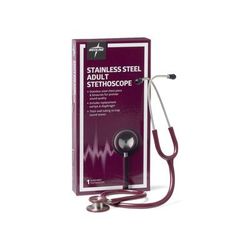 Medline Elite Adult Stainless Steel Stethoscope, Burgundy, 1 EA (MDS92280)