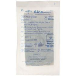 Medline AloeTouch 12" Powder-Free Nitrile Exam Gloves, Sterile Singles, Size M, 100/BX (MDS194082Z)