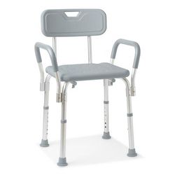 Medline Shower Chair with Backrest and Padded Armrests, 350 lb. Capacity, Gray, 1 EA (G2-100KHX1)