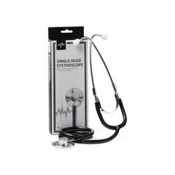 Medline Single-Head Stethoscope, Black, 1 EA (MDS926101)