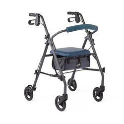 Medline Steel Rollator with 6" Wheels and Microban-Treated Touch Points and Seat, Teal, Knockdown, 1 EA (MDS86850ESAB)