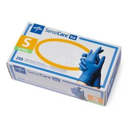 Medline SensiCare Ice Powder-Free Nitrile Exam Gloves, Size S, 250/BX (MDS2501H)