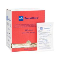 Medline SensiCare Sterile Powder-Free Stretch Vinyl Exam Gloves, Singles, Size S, 100/BX (484401Z)