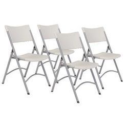 NPS 600 Series Heavy Duty Plastic Folding Chair, Supports Up to 500 lb, 18" Seat Height, Gray Seat/Back/Base, 4/Pack (NPS602)