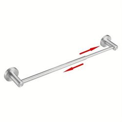 TEMU 1pc Adjustable Bathroom Single Towel Rack, Expandable Sus304 Stainless Steel Towel Rack, Towel Bar, Versatile, Wall-mounted Hotel-style Towel Rack With Screws, Matte Black