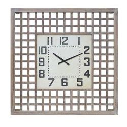 Lattice Wood Wall Clock 29.5"SQ by Melrose in Beige