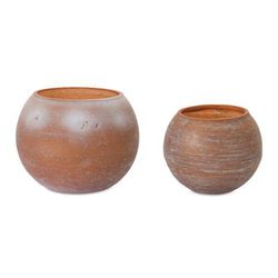 Votive Holder (Set of 2) 2.75"H, 4"H Glass by Melrose in Pink/brown