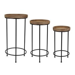 Accent Table (Set of 3) 10.5"D x 20.75"H, 12.25"D x 25.25"H, 14.25"D x 28.75"H Iron/Wood by Melrose in Brown/black