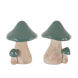 Mushroom (Set of 2) 4.25"L x 6.25"H Resin by Melrose in Green/brown