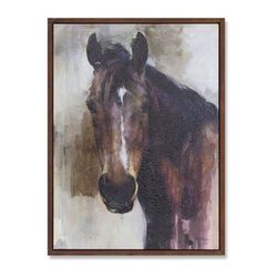 Wood Framed Horse Canvas Painting 31.5"H by Melrose in Brown/white/beige
