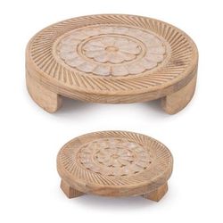 Mandala Wood Riser Tray (Set of 2) by Melrose in Brown