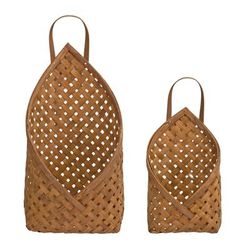 Basket Wall Pocket (Set of 2) 7"L x 12.25"H, 9.25"L x 19"H Bamboo by Melrose in Brown