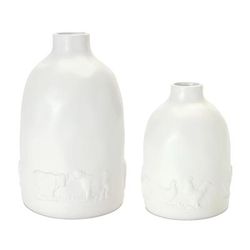 Farm Animal Vase (Set of 2) 4.25"D x 6.25"H, 5.25"D x 8.5"H Ceramic by Melrose in White