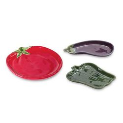 Ceramic Vegetable Plate (Set of 3) by Melrose in Red/green/purple