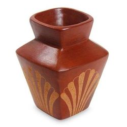 Ceramic vase, 'Brown Fan Dance'