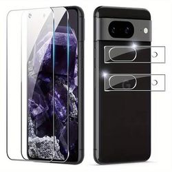 TEMU Suttkue 2pcs Tempered Glass Screen Protector For Pixel 8a/8/8 Pro - 9h Hardness, Resistant, Protection With Camera Cutouts