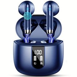 TEMU J55 Wireless Earphones 5.3 Earphones, 40h Playback Time, Sports Earbuds With Led Digital Display Touch Control, Wireless Earphones With Built-in Microphone, Suitable For Android Ios Workout
