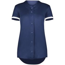 Augusta Sportswear 6920 Athletic Girls Cutter+ Full Button Softball Jersey T-Shirt in Navy Blue/White size Large | Polyester/Spandex Blend