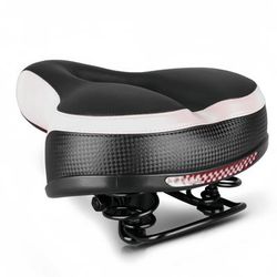 TEMU Wide & Soft Mountain Bike Seat Cushion - Black And White, Thick Sponge, Comfortable For Long Rides, Ideal For Road And Mountain Biking, Road Bike Accessory | Comfortable