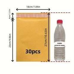 TEMU 30pcs Yellow Bubble Mailers - Thick, Waterproof & Shockproof Padded Envelopes For Secure Mailing And Packaging