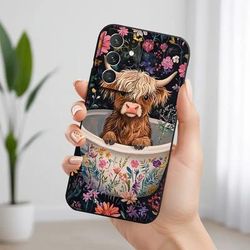 TEMU Adorable Highland Cow Pattern, Compatible With S22/s22 Ultra/s23 Ultra/s24 Plus/s24 Ultra/a32/a35/a05s/a15/a53/a54/a55/a14