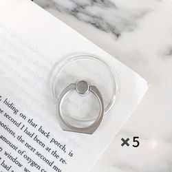 TEMU 5-pack Transparent 360° Rotating Mobile Phone Ring , Lazy Acrylic Ring Holder, Mixed Random Styles, Abs Material, Phone Stand Accessories