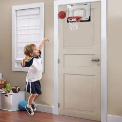 KIDkid Wall-Mounted Adjustable Height Mini Basketball Hoop Set for Kids with 2 PVC Balls & Installation Kit, Indoor/Outdoor Play