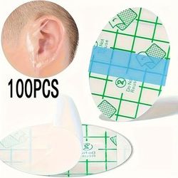 TEMU 100pcs Reusable Waterproof Ear Protectors For Swimming, Surfing & Diving - Comfortable Pu Material, White Tpu Ear Plugs With Grid Pattern For
