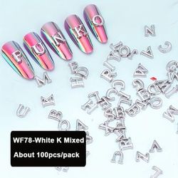 TEMU 100pcs Luxury Alloy 3d Letter Nail Art Charms, Unscented Alphabet Nail Decoration Jewelry For Diy Manicure Accessories, Nail Charms