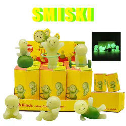 SMISKI – série d'exercices, poupée verte Noctilucent, boîte aveugle, boîte mystère, figurines d'action, modèle de jouet pour Fans, cadeaux pour enfants, 6 pièces/boîte