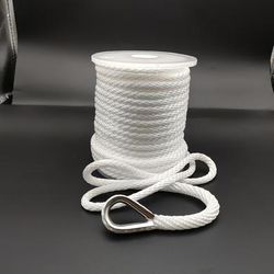 TEMU K-rope Solid Braided Anchor Rope - White Polypropylene Filament, Ideal For Marine Flotation And Secure Fastening, Fit