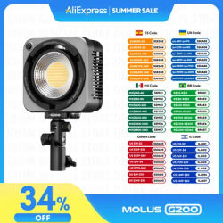 ZHIYUN Official MOLUS G200 200W COB LED Video Light Photography Lighting 2700K-6500K Bi-Color APP
