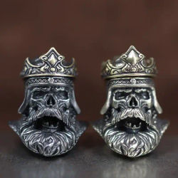 Dual Color Crown Skull King Head Sculpture Brass Knife Bead EDC Outdoor DIY Paracord Lanyard Pendant Woven Bracelet Accessories