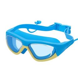 TEMU 1pc ' Wide-frame Hd Swimming Goggles With Earplugs, Waterproof & Silicone Seal For Boys And Girls, Blue & , Beach, Pool, And Water Activities, Beach Essentials | Design | Durable Polycarbonate