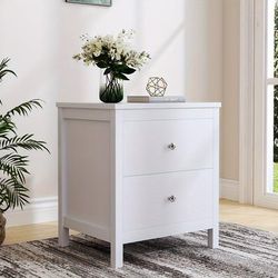 TEMU Bedside Table, 2 Drawers Nightstand Bedside Table For Bedroom , Large Rectangular Nightstand Drawers Storage , & Wood Legs, 40 Cm D X 48 Cm W X 55 Cm H
