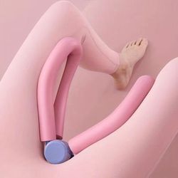TEMU 1pc Pp Pelvic Floor Muscle Trainer For Postpartum Recovery & Body Shaping - Thigh Exerciser For Leg & Butt Toning, Pink With Blue Ball For Core Strengthening, Workout Accessories