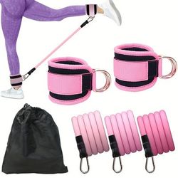 TEMU Universal Fit Tpe Ankle Resistance Bands With Sockets, Hip Exercise Equipment, Yoga Strength Training Straps For Women, Medium Tension, Ideal For Valentine's Day, Day - Color Pack