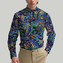 Retrò Vintage Anni '70 Camicia Camicia Aloha Hippie Paisley Costume Per uomo Mascherata Feste Abbigliamento quotidiano Parata dell'Orgoglio Adulti Camicia