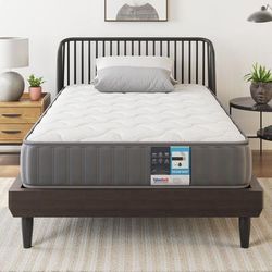 TEMU Yaheetech Single/double Mattress Memory Foam & Spring, Medium Firm, Mattress, 9-zone Support, High-density Foam, Vacuum , White/grey
